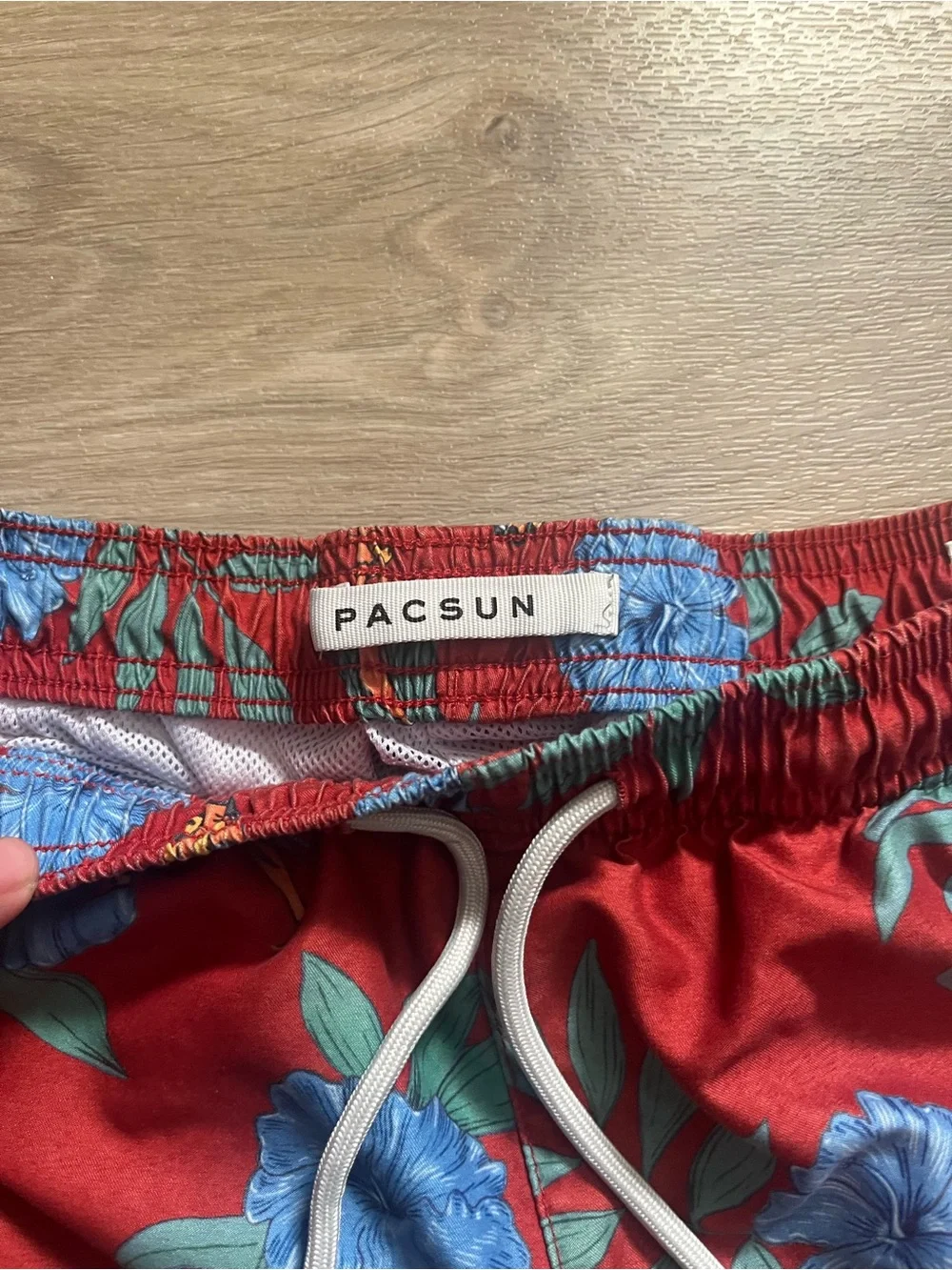 Pacsun Red & Blue Floral Hawaiian Swim Trunks - Size S